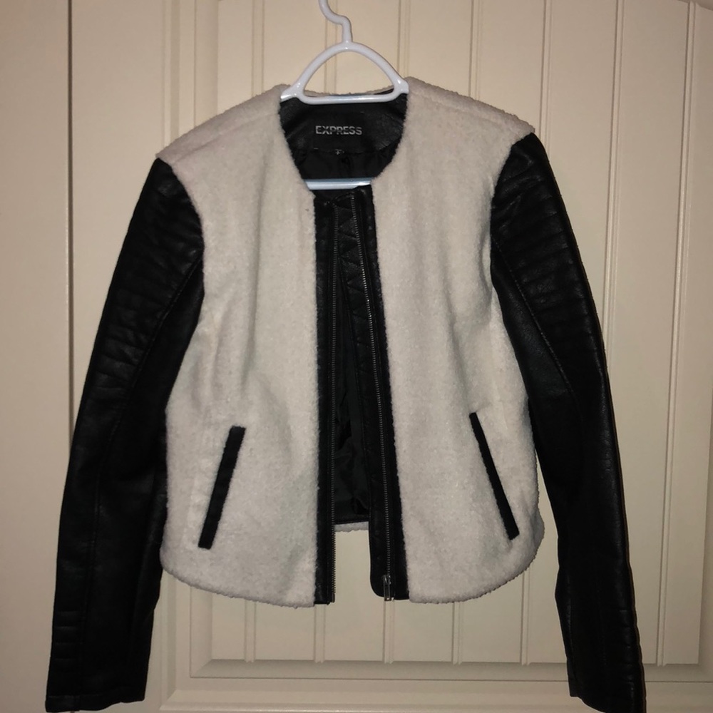 Leather and sheepskin jacket